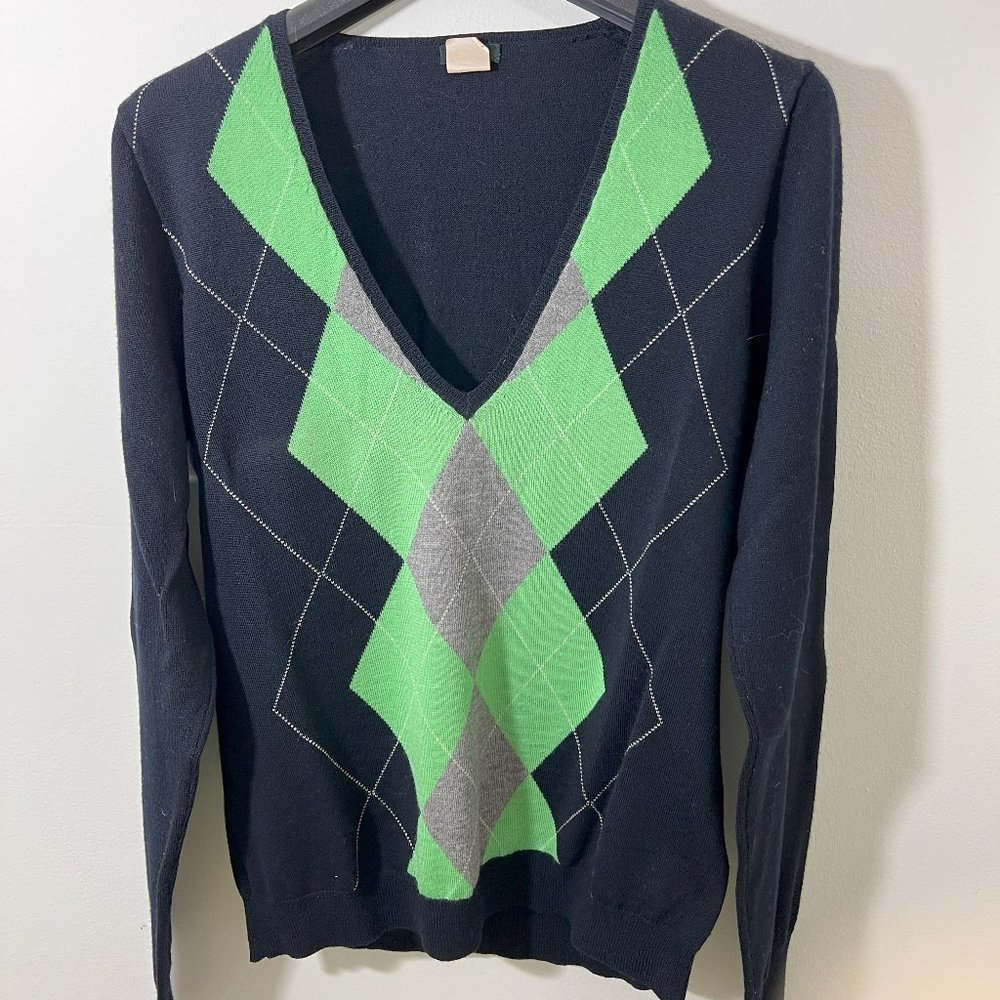 J. Crew Wool Argyle Sweater Size Large